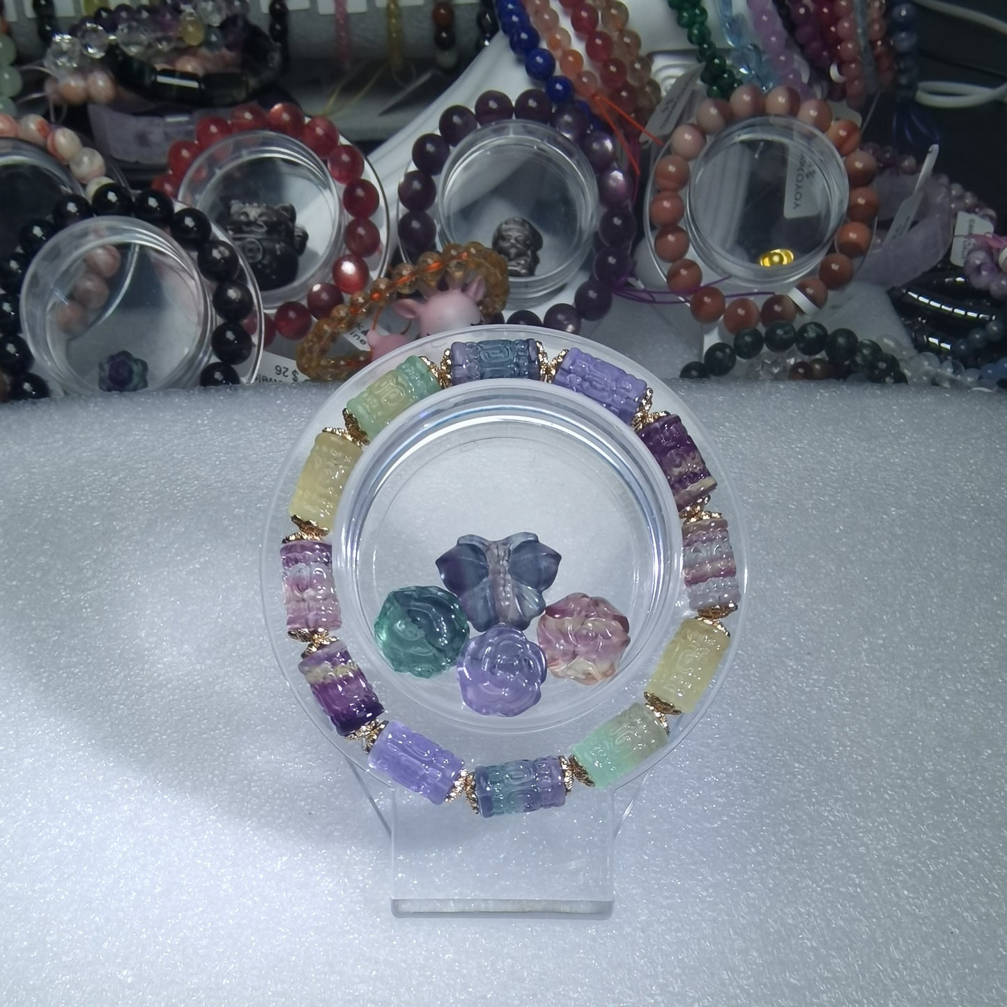 100 USD Crystal Bracelet Fluorite barrel Bracelet