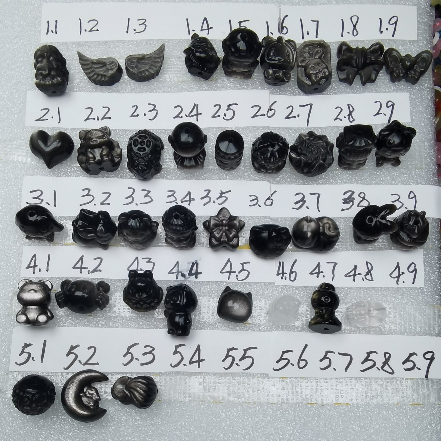 Crystal Bracelet charm silver obsidian