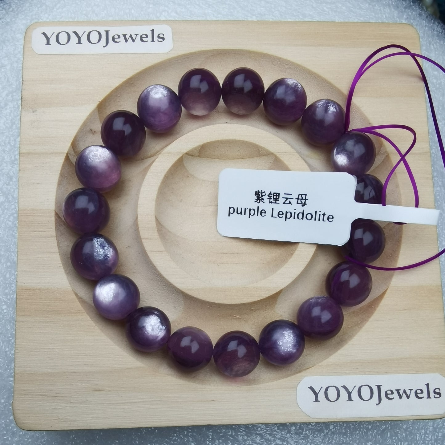 Crystal Bracelet purple Lepidolite Bracelet 10mm